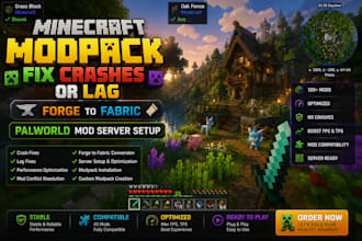 minecraft modpack fix crashes or lag forge to fabric palworld mod server setup