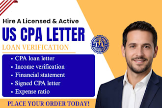 prepare CPA letter for loan, income verification and financial statement