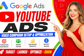 set up google ads youtube video promotion campaign for traffic, views and sales