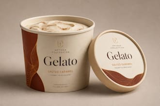 ice cream coffee cup packaging gelato pint tub frozen dessert label logo designs