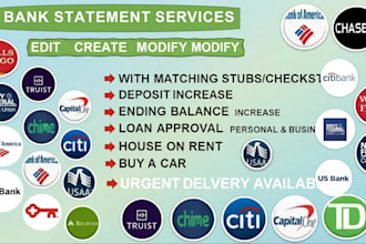 design UK, USA bank statements for loans or apartment