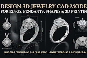 design 3d jewelry cad model for rings, pendants, ship and 3d printing cad model