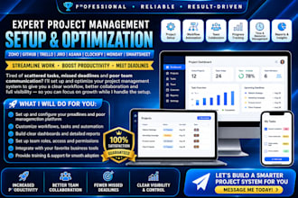 do project management zoho github trello jira asana clockify monday smartsheet