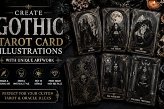 create gothic tarot card illustrations with unique artwork
