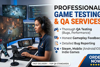 playtest and do professional qa testing for your indie pc steam game tester
