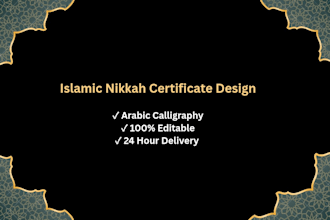 design custom nikkah certificate, islamic wedding card and marriage contract