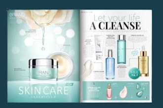 design promotional trifold brochure booklet for med spa skincare cosmetic brand
