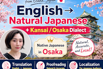 translate english to japanese naturally with authentic kansai dialect