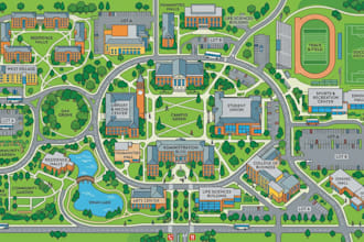 create campus, outdoor property, wayfinding and visitor map