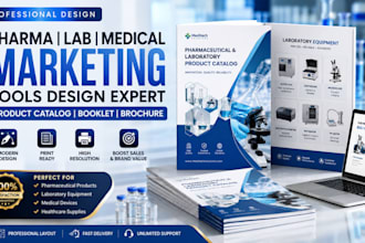 design pharma lab medical marketing tools product catalog, booklet, brochure