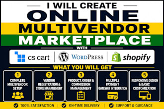 create online multivendor marketplace with cs cart,  wordpress, shopify