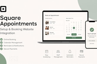 setup square appointments and design booking website integration for salon