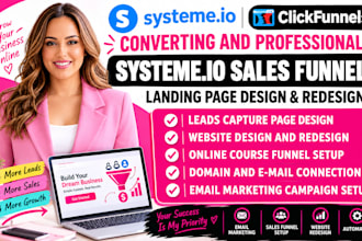 build systeme io sales funnel, systeme io website, landing page in systeme io