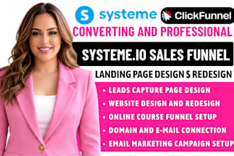build systeme io sales funnel, systeme io website, landing page in systeme io