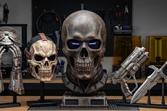 design custom halloween horror mask skull helmet and cosplay props stl