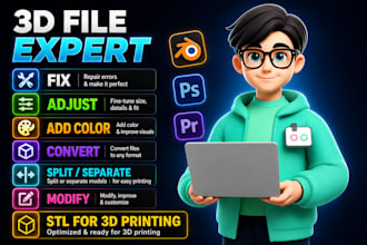 fix adjust add color convert split separate modify 3d model stl for 3d printing