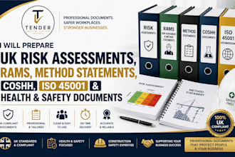 prepare UK risk assessments, rams, coshh and iso 45001 documents