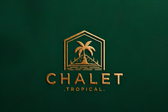 make luxury tropical logo for travel, resort, villa or island brand