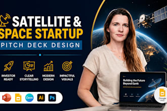 design satellite industry presentation, space startup pitch deck, googleg slides