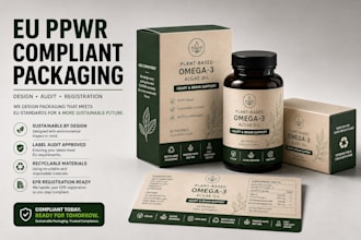 design or redesign print ready eu ppwr aware box, label packaging and tape