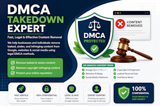 remove  copyright infringing stolen leaked and unauthorized content using dmca