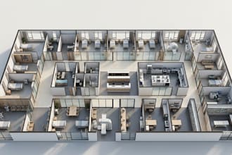 create 3d hospital, clinic and medical center architectural renders