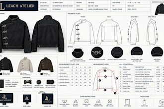 create fashion cad drawings, technical flats and garment sketches