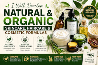 develop natural and organic skincare, haircare and cosmetic formulas