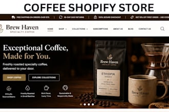design coffee shopify store, coffee website, private label coffee store