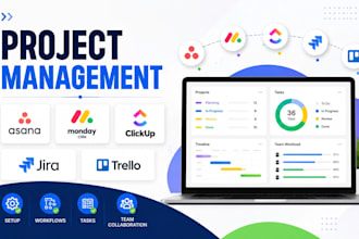 setup asana crm, monday crm, click up, jira, trello, project management