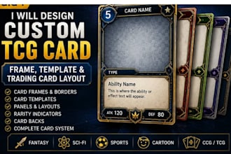 design a custom tcg card frame, template and trading card layout