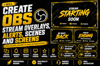 create obs stream overlays, alerts, scenes and screens