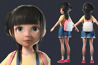 create 3d stylized cartoon character modeling 3d rigging for animation for kids