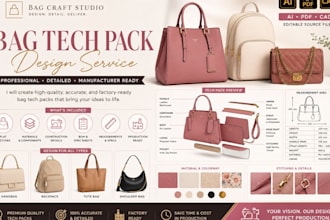 do tote bag design, paper, shopping and luxury hand bags, tech pack with dieline