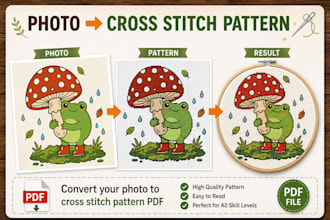 design handmade cross stitch patterns with PDF chart