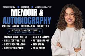 ghostwrite edit proofread format memoir book blurb autobiography life story
