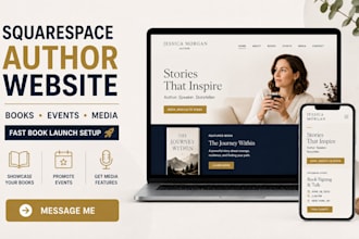 design squarespace author website, book launch website, writer website, events