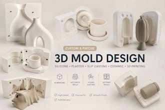design 3d silicone mold slip casting ceramic plaster pottery mold 3d printing