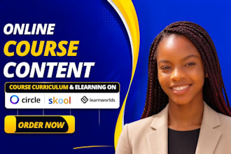 online course content course curriculum, elearning on circle, skool, learnworlds