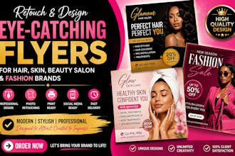 retouch design eye catching flyers for hair and skin beauty salon fashion