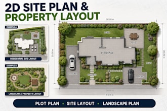 draft 2d site plans, property layouts, plot plans and landscape site plans