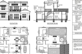 draw architectural construction drawings, floor plans and elevations