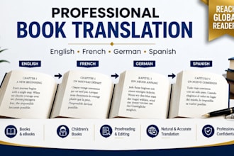 translate your book, ebook, childrens book into french, german, spanish, english