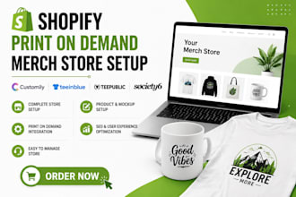 setup shopify customily teeinblue teepublic society6 print on demand merch store