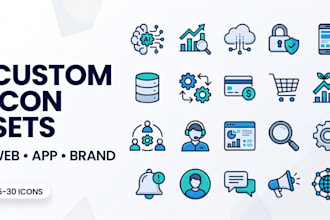 design custom icon sets for websites, apps and brands