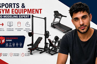 sports equipment cad, fitness cad, gym equipment 3d modeling solidworks expert