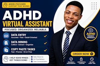 be your professional adhd virtual assistant for data entry and admin support