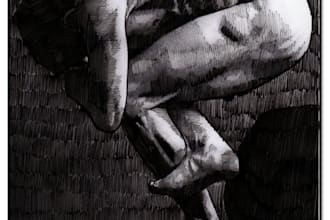 draw traditional ink art dynamic male poses