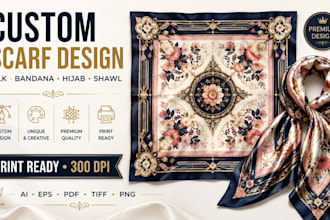 design silk scarf, bandana, shawl and kaftan