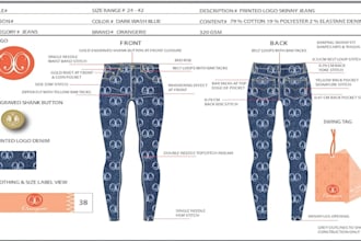 fashion design your denim, jeans, jacket collection and tech pack
